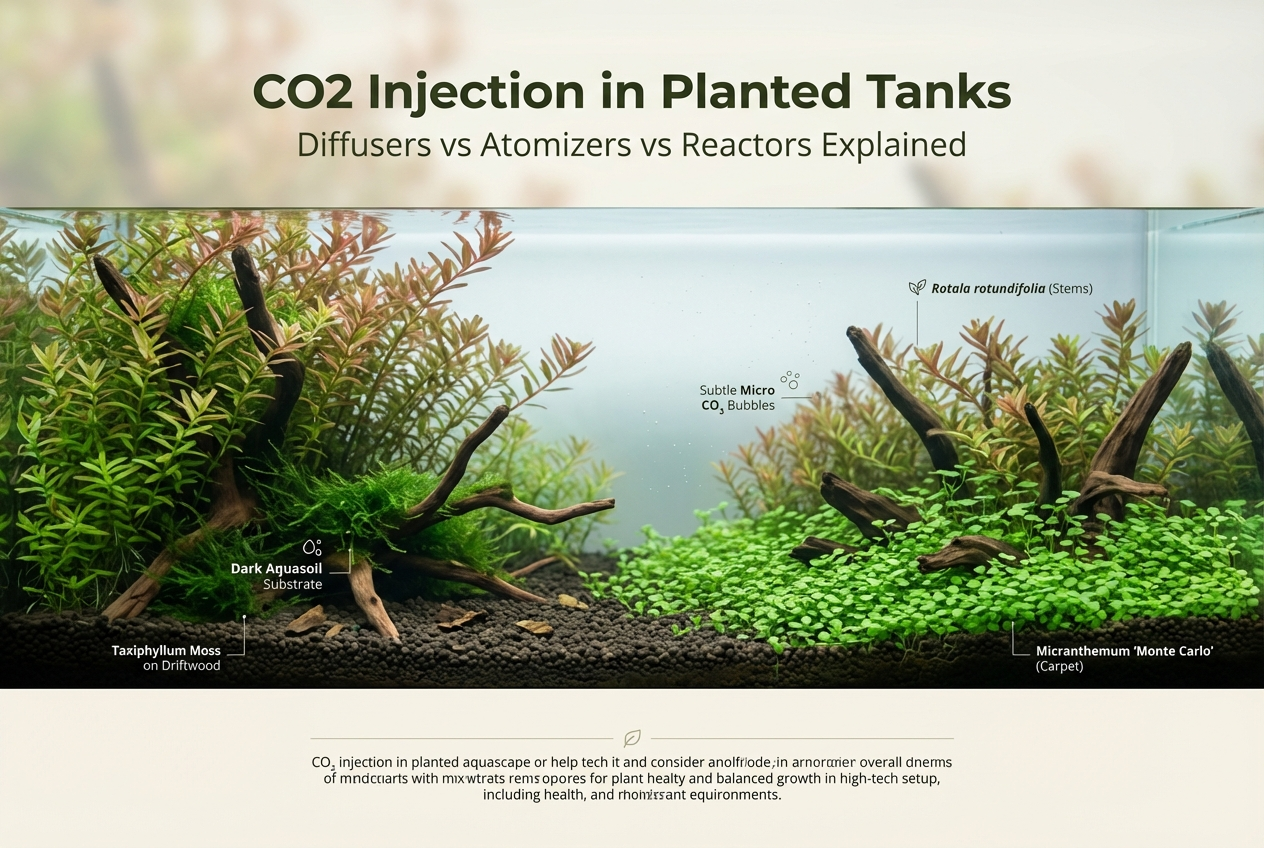 CO₂ Injection in Planted Tanks: Diffusers vs Atomizers vs Reactors