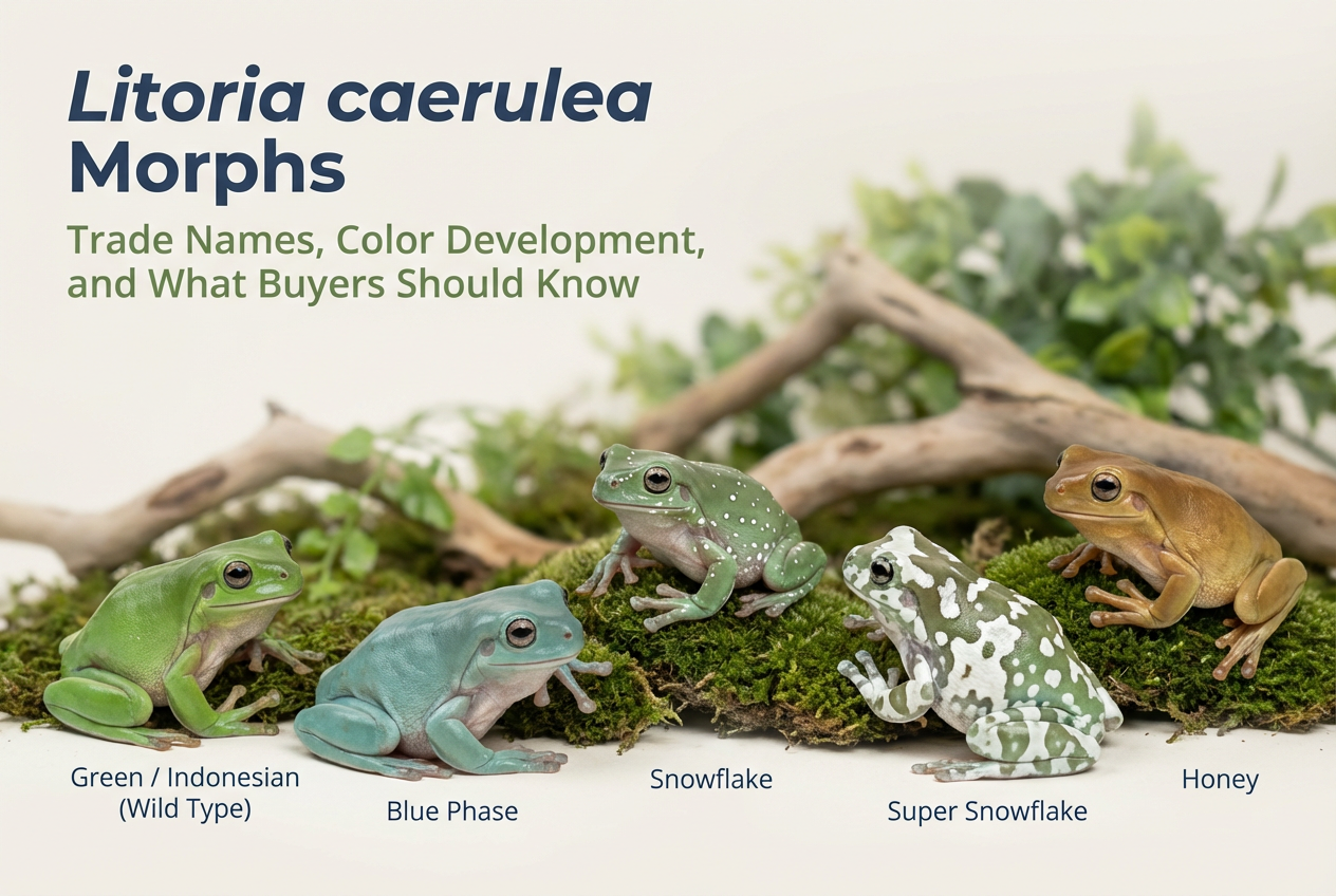 Litoria caerulea Morphs Explained: Trade Names, Color Development, and What Buyers Should Know