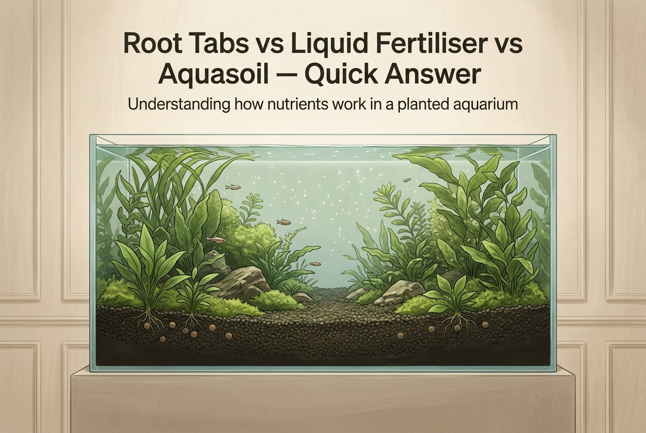 Root Tabs vs Liquid Fertiliser vs Aquasoil — Which Should You Use in a Planted Tank?