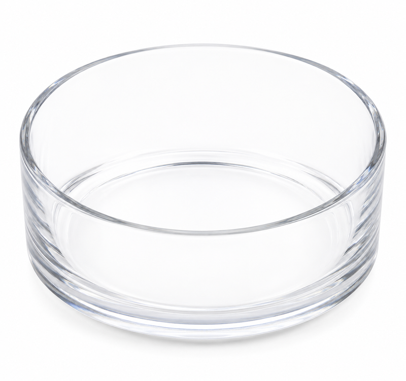 TERRA POTS Cylindrical Shallow Glass Bowl  (20cmD x 8cmH)