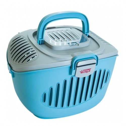 LIVING WORLD PAWS2GO Small Pets Carrier (Grey-Blue / 36x28x25cm)