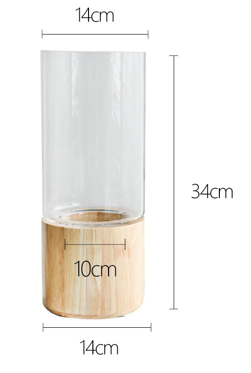 TERRA POTS Glass Jar w Rubberwood Base (14 x 34cm)
