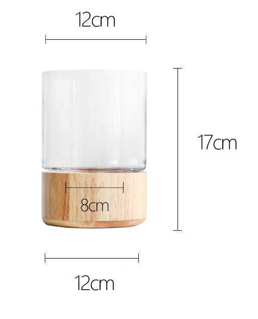 TERRA POTS Glass Jar w Rubberwood Base (12 x 17cm)