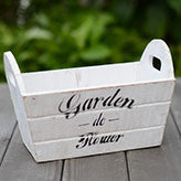 TERRA POTS Old Wooden Rectangle Bucket (White M)